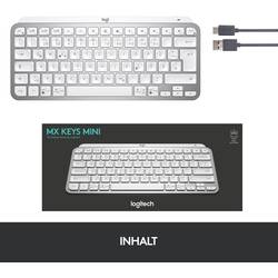 Logitech MX Keys Mini Bluetooth® Tastatur Deutsch, QWERTZ Grau Beleuchtet, Geräuscharme Tasten, Multipair-Funktion,