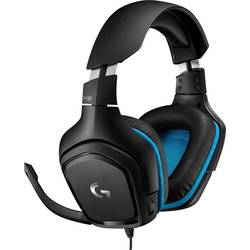 Logitech Gaming G432 Gaming Over Ear Headset kabelgebunden 7.1 Surround Schwarz, Blau Lautstärkeregelung,