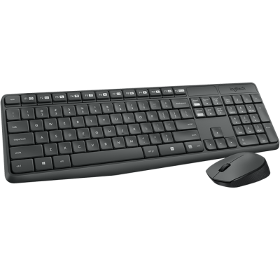 Logitech MK235 Desktopset, US-Layout, kabellos, Tastatur und Maus, AES-Verschlüsselung