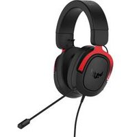 Asus TUF H3 Gaming Over Ear Headset kabelgebunden 7.1 Surround Schwarz, Rot Lautstärkeregelung, Mikrofon-Stummschaltung