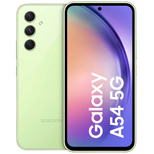 SAMSUNG Galaxy A54 5G Dual-SIM-Smartphone lime 256 GB – das sollten Sie sich mal genauer anschauen!Das SAMSUNG Galaxy A54 5G Dual-SIM-Smartphone lime 256 GB kann mit vielen praktischen Features aufwarten – so kommt es beispielsweise mit dem Betriebssystem Android 13 zu Ihnen. Im Folgenden erfahren Sie mehr über das Modell.Die ersten interessanten Eigenschaften sehen Sie hier:Dual-SIMFingerabdruckscannerSchnelladenSpeicherkartensteckplatzspritzwassergeschütztDie Highlights auf einen Blick:Betriebssystem: Android 13Kamera: