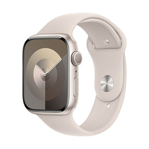 Praktisches Accessoire – die Apple Watch Series 9 45 mm Aluminium (GPS) Sportarmband M/L  polarsternDie Apple Watch Series 9 45 mm Aluminium (GPS) Sportarmband M/L  polarstern zeigt Ihnen Gesundheitswerte wie Herzschlag