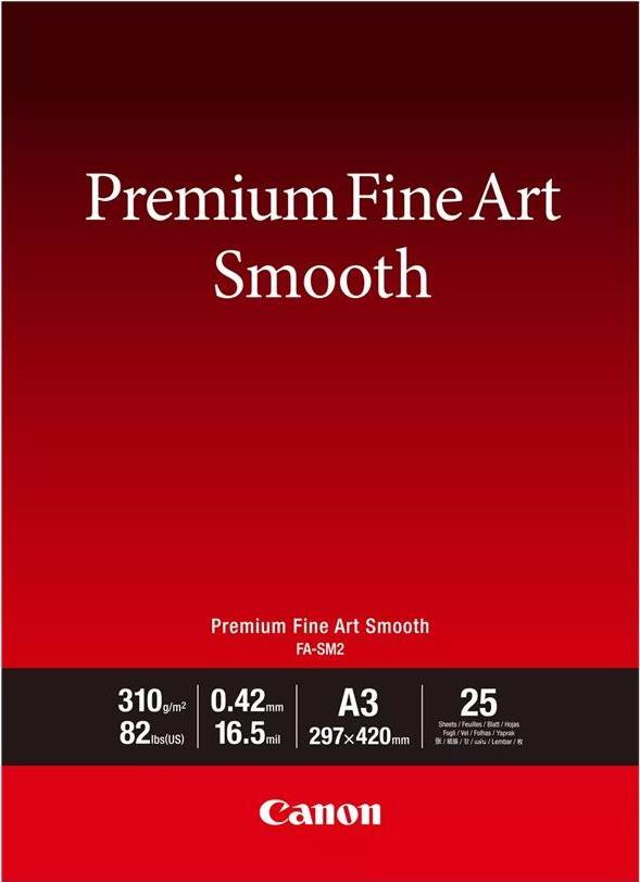 Canon Premium Fine Art FA-SM2 – Seidig – 16,5 mil – A3 (297 x 420 mm) – 310 g/m² – 82 Pfund – 25 Blatt Fotopapier – für imagePROGRAF PRO-1000, PRO-300, PIXMA PRO-10S (1711C013)