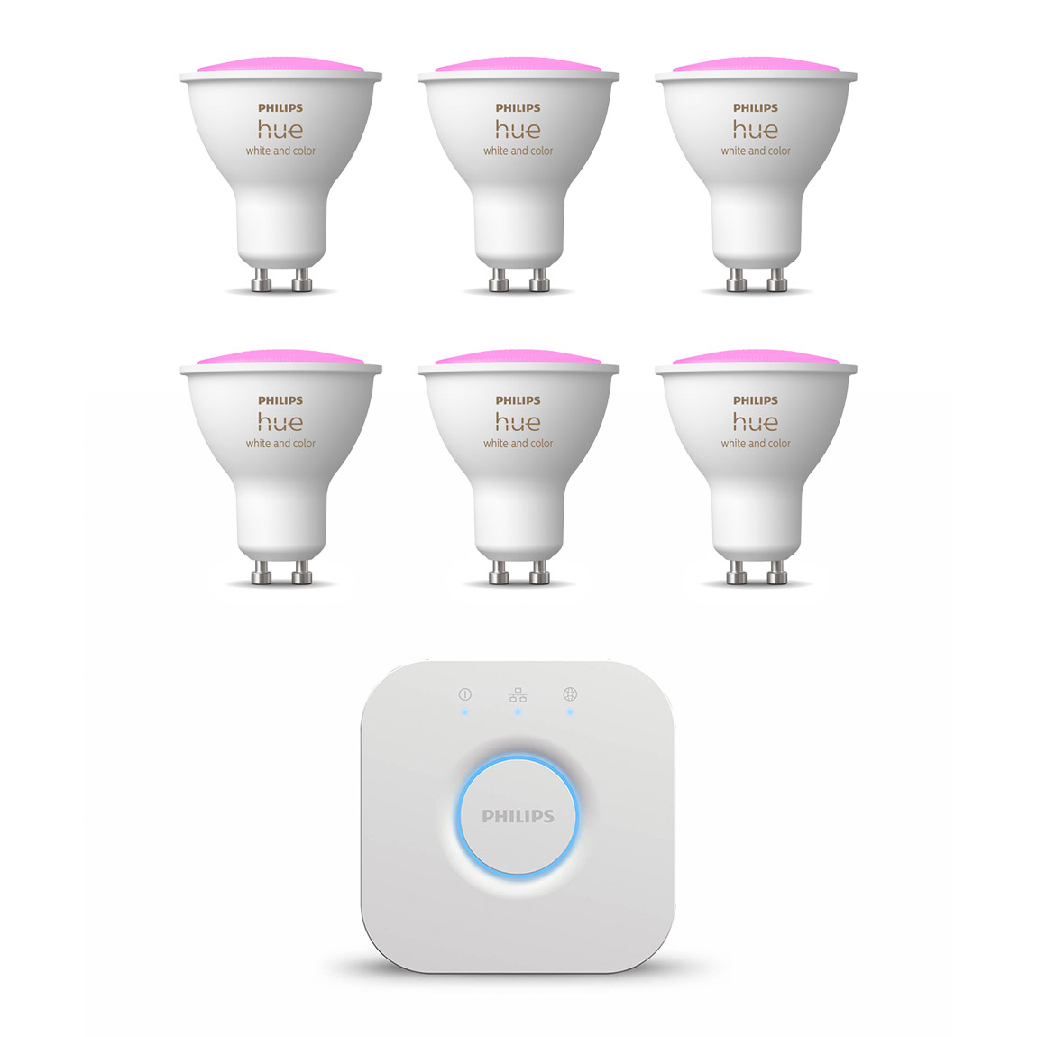 Philips Hue White & Color Ambiance GU10 350lm 6er-Set + Bridge