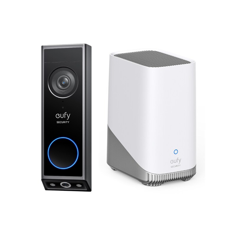 eufy E340 Video Türklingel Doorbell 2K Dual-Cam mit Paketerkennung + Homebase 3