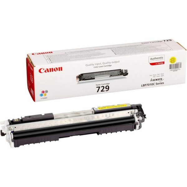 Allgemein   Hersteller   Canon   Herst. Art. Nr.  4367B002   EAN   4960999684260   Hauptmerkmale   Produktbeschreibung   Canon 729 Y - Tonatrone - Gelb   Verbrauchsmaterialtyp   Tonatrone   Drucktechnologie   Laser   Druckfarbe   Gelb   Kapazität   Bis zu 1000 Seiten   Entwickelt für   I-SENSYS LBP7010C