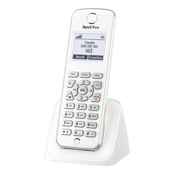 Das ergonomische Schnurlostelefon FRITZ!Fon M2 ist Ihr idealer Einstieg in komfortable Telefonie und wurde speziell für die FRITZ!Box mit DECT-Basis konzipiert. Es besticht mit durchdachtem Design