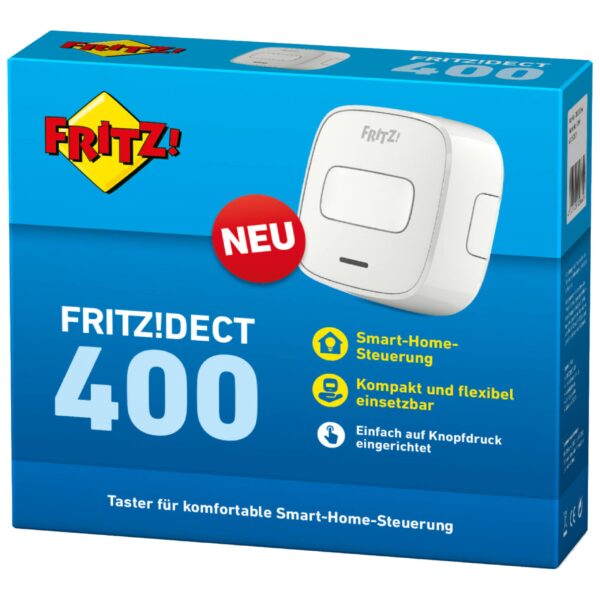 AVM FRITZ!DECT 400 - Smart Switch - Farbe:Weiß - Partnerprogramm:Nein - Grading:Neuware - Zustand:Neu - Kommunikation:WLAN - Batterie- Akkutyp: 1x CR123A / 3V  - Produkttyp:Smart Switch