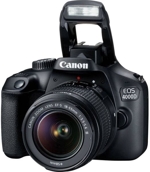 Canon EOS 4000D Kit 18-55mm III Digitale Spiegelreflexkamera EF-S 18-55mm IS II 18 Megapixel Schwarz Optischer Sucher, mit