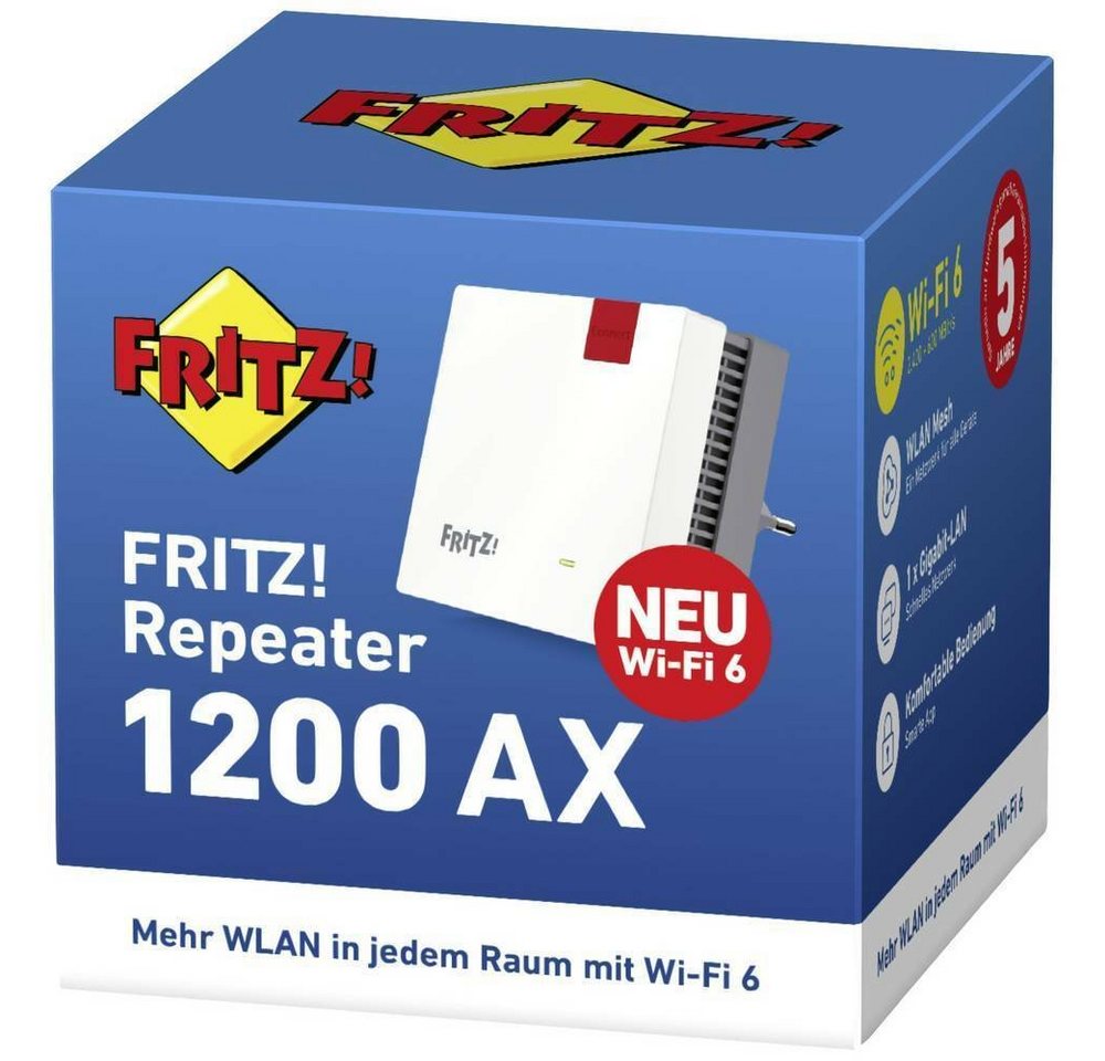 AVM FRITZ!Repeater 1200 AX WLAN Repeater 3000 MBit/s 2.4 GHz WLAN-Repeater