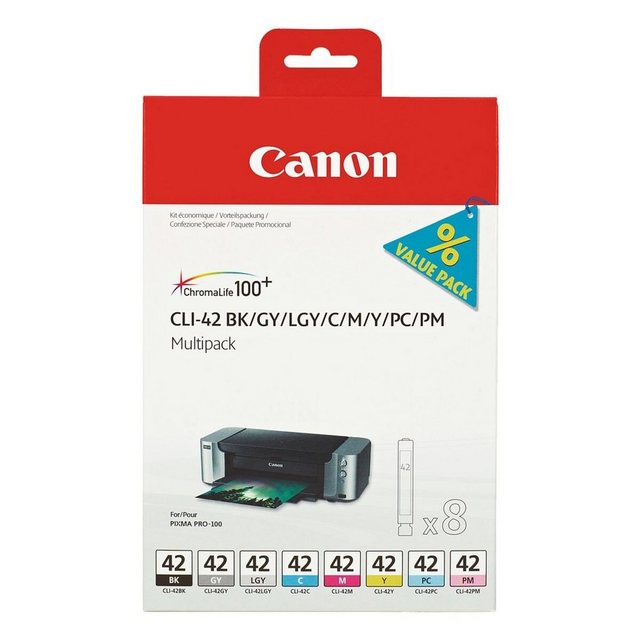 Canon CLI-42 Tintenpatrone (Set, Original Druckerpatrone, 8 Farben)