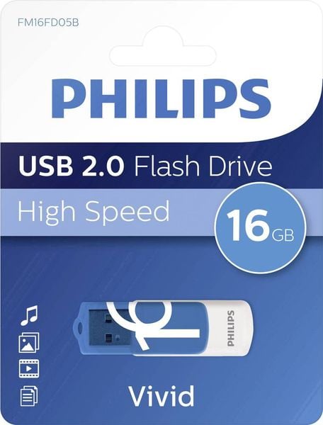 Philips VIVID USB-Stick 16GB Blau FM16FD05B/00 USB 2.0