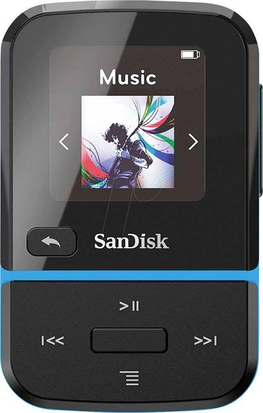 SanDisk Clip Sport Go MP3-Player 32GB Blau Befestigungsclip, FM Radio, Sprachaufnahme