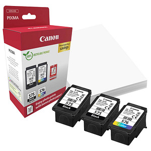 Canon PG-575/CL-576  schwarz, color Druckköpfe + Fotopapier, 2er-Set