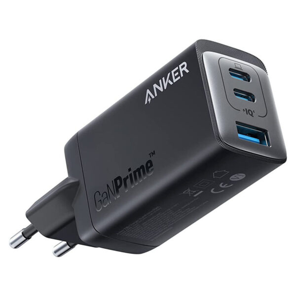 Lade all deine Geräte blitzschnell mit dem Anker 735 GaNPrime Power Adapter auf. Mit zwei USB-C-Anschlüssen und einem USB-A-Anschluss bietet dieser Adapter eine maximale Ladeleistung von 65 W und eignet sich somit perfekt zum Aufladen deines Handys