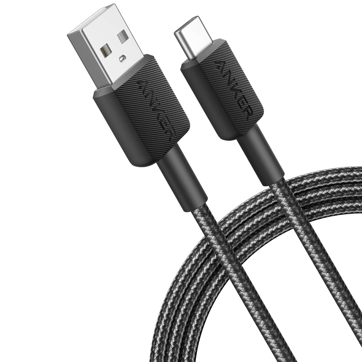 Anker 322 USB-A zu USB-C kabel – Geflochtenes Nylon – 1,8 meter – Schwarz