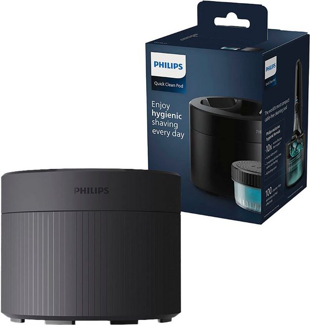 Die Philips Accessoires Reinigungsstation QCP10/01 sorgt für eine Tiefenreinigung in nur einer Minute. Durch die exklusive Hygieneformel und den mehrstufigen Filter entfernt sie effektiv geschnittene Haare und ermöglicht eine hygienische Rasur. Mit ihrem erfrischenden Duft sorgt die Reinigungskartusche für ein sauberes Gefühl