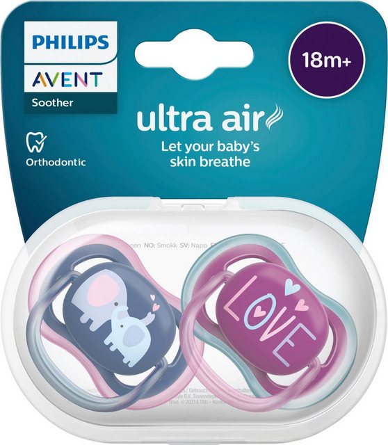 Philips AVENT Schnuller ultra air SCF349, Doppelpack, mit Transport- und Sterilisationsbox, ab dem 18. Monat