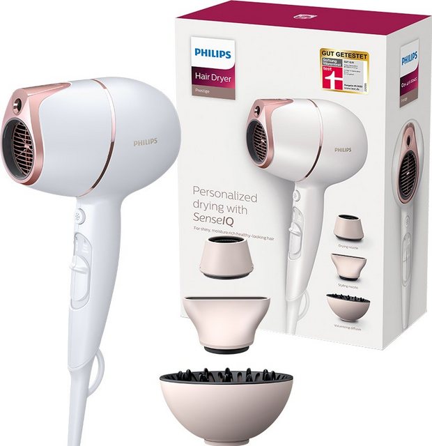 Philips Haartrockner Prestige BHD628/00, 1800 W, mit SenseIQ Technologie, 2 Geschwindigkeits- und 3 Trocknungsmodi