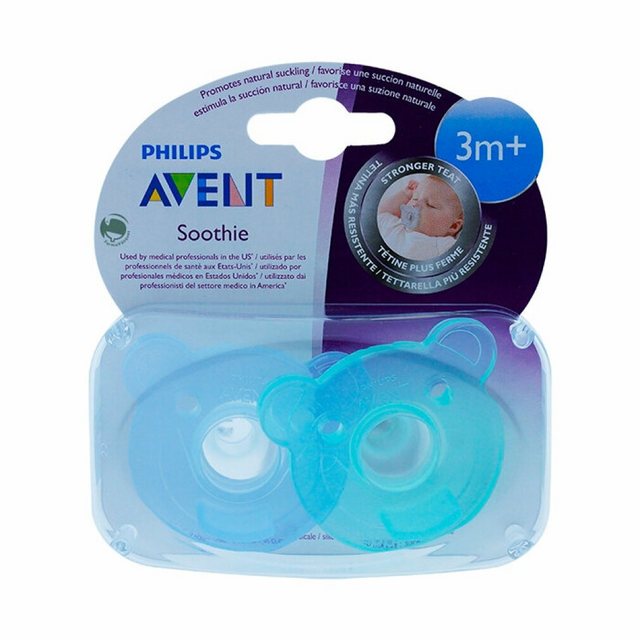 Philips AVENT Schnuller Schnuller Soothie Silikon, blau, 0-6 Monate, 2 St