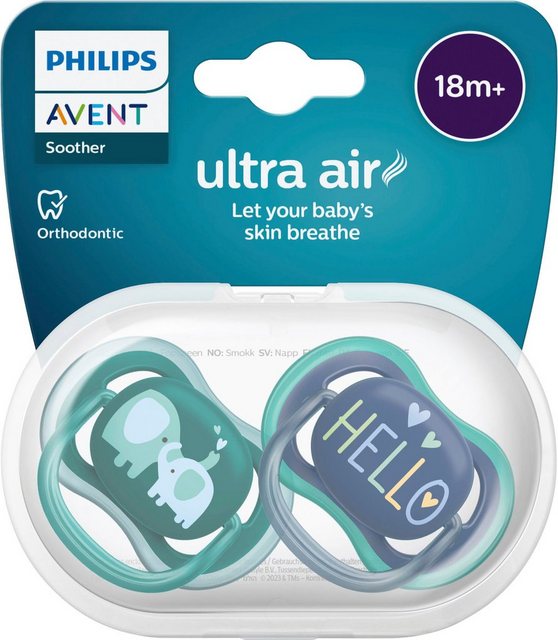 Philips AVENT Schnuller ultra air SCF349, Doppelpack, mit Transport- und Sterilisationsbox, ab dem 18. Monat