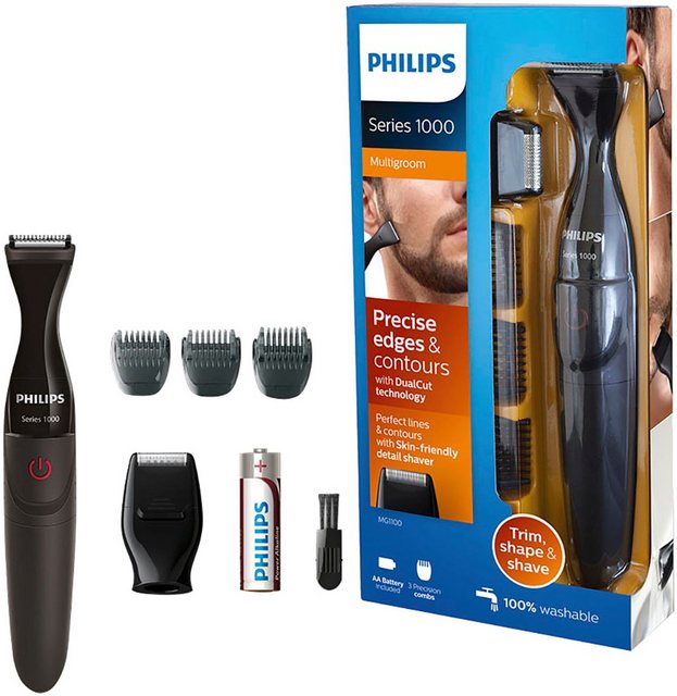 Der Philips Multigroom series 1000 Bartstyler MG1100/16 ermöglicht ein leistungsstarkes und gründliches Trimmen