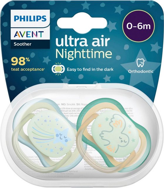 Philips AVENT Schnuller ultra air SCF376, Doppelpack, mit Transport- und Sterilisationsbox, 0 bis 6 Monate