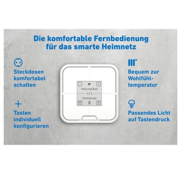 eine Zeitschaltung für die Wohnzimmerlampe oder das Programm für die Außenbeleuchtung auf Knopfdruck jederzeit starten und beenden.   Klein