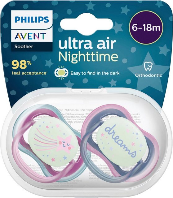 Philips AVENT Schnuller ultra air SCF376, Doppelpack, mit Transport- und Sterilisationsbox, 6 bis 18 Monate