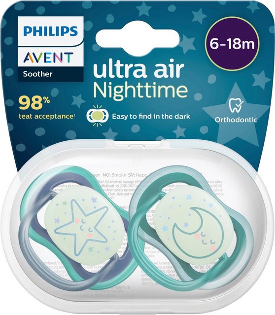 Philips AVENT Schnuller ultra air SCF376, Doppelpack, mit Transport- und Sterilisationsbox, 6 bis 18 Monate