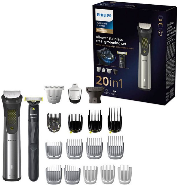 Philips Multifunktionstrimmer Series 9000 MG9553/15, All-in-One Trimmer, 20-in-1 für Gesicht, Körper und Kopfhaare