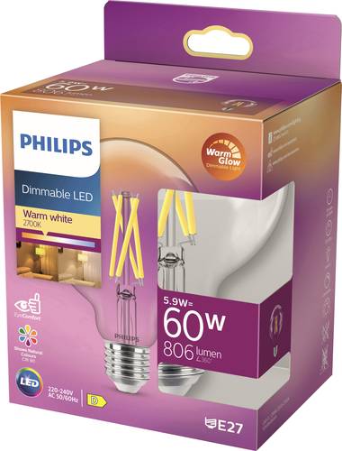 Philips Lighting 871951432395700 LED EEK D (A – G) E27 Globeform 6W = 60W Warmweiß (Ø x L) 95mm x