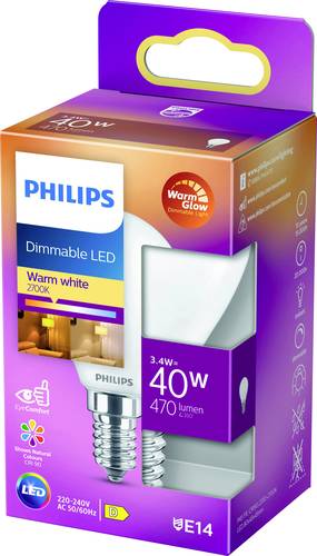 Philips Lighting 871951432447300 LED EEK D (A – G) E14 Tropfenform 3.4W = 40W Warmweiß (Ø x L) 45m