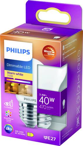 Philips Lighting 871951432449700 LED EEK D (A – G) E27 Tropfenform 3.4W = 40W Warmweiß (Ø x L) 45m