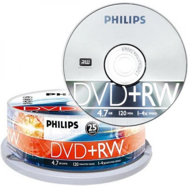 Philips DVD-Rohling DVD+RW 4,7 GB Philips 4x Speed in Cakebox 25 Stk