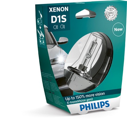 PHILIPS Xenon X-tremeVision gen2 Nennleistung [W]:35 W Sockelausführung:Pk32d-2 Lampenart:D1S (Gasentladungslampe) Gebindeart:Box Spannung [V]:85 V