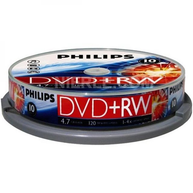 Philips DVD-Rohling DVD+RW 4,7 GB Philips 4x Speed in Cakebox 10 Stk