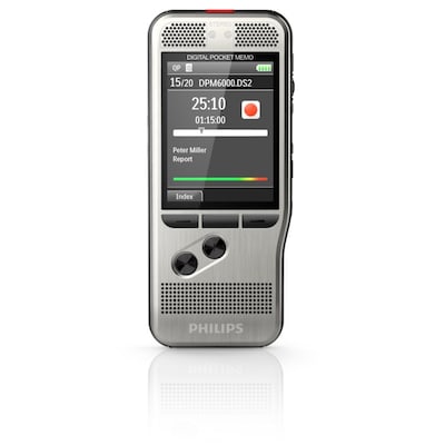 Philips Pocket Memo DPM6000 Digitales Diktiergerät mit 2Mic-Stereoaufnahme