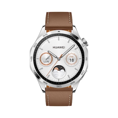 Huawei Watch GT 4 Smartwatch 46mm (Phoinix) silber/Lederarmb. AMOLED-Display