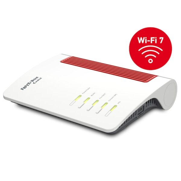 • DOCSIS 3.1 für Gigabit-Geschwindigkeiten • Wi-Fi 7 bis 2.880 MBit/s + 720 MBit/s • Intelligentes Smart Home für DECT- und Zigbee-Geräte • Telefonanlage mit DECT-Basis für Schnurlostelefonie • Intelligentes WLAN Mesh für das Heimnetz Wi-Fi 7 und Smart Home – die nächste Generation am Kabelanschluss