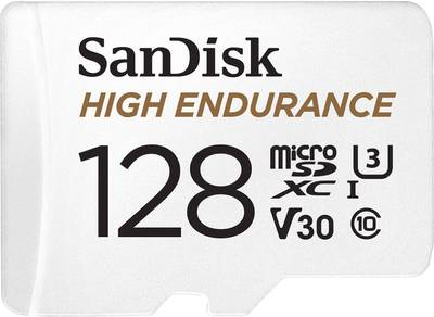 SanDisk High Endurance – Flash-Speicherkarte (microSDXC-an-SD-Adapter inbegriffen) – 128 GB – Video Class V30 / UHS-I U3 / Class10 – microSDXC UHS-I