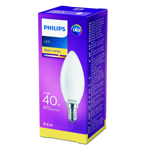 Philips LED classic Lampe E14, Kerzenform, ersetzt 40 W, warmweiß (2700), 470 L