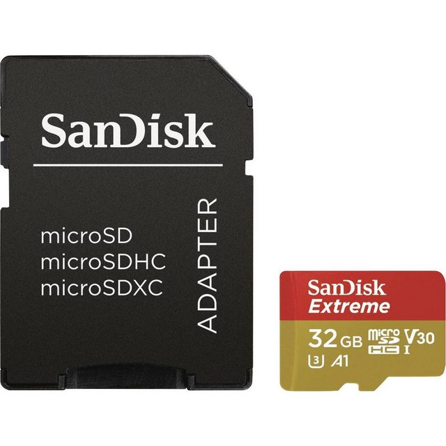 Sandisk microSDHC-Karte 32GB Class 10 UHS-I Class 3 v30 Speicherkarte (inkl. SD-Adapter, A1-Leistungsstandard)