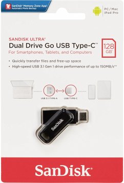 SanDisk Ultra Dual Drive Go USB Type-CEigenschaften:2-in-1 Flash Drive mit doppelseitigem Type-C- und Type-A-AnschlussVerschiebe deine Dateien ohne Verzögerung auf Smartphones