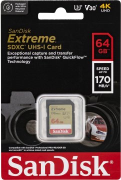 SanDisk Extreme SDXC 64GB UHS-I C10 U3 V30SanDisk Extreme SDXC-Speicherkarte