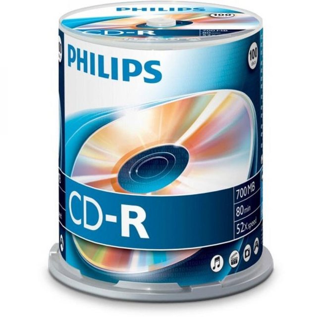 Philips CD-R 80 Min / 700 MB 52x in 100er Cakebox - das High-End Medium zum Dumpingpreis