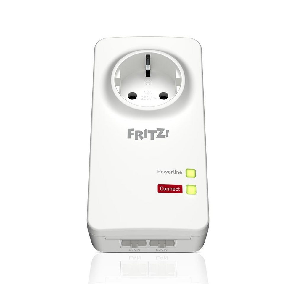 AVM FRITZ!Powerline 1220 Single-Adapter Netzwerk-Adapter, 1.200 MBit/s, 2 x Gigabit-LAN, weiß