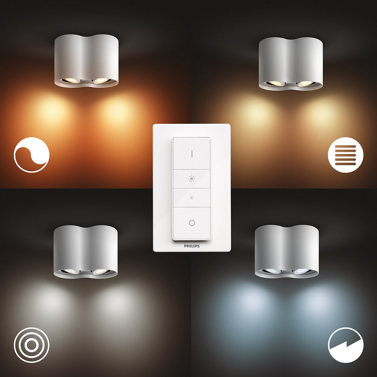 Smart Home Deckenleuchte White Amb. Pillar weiß 2 flg. 2 x 350lm Dimmschalter B-Ware