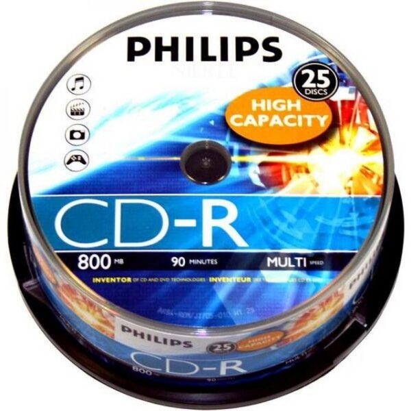 Philips CD-Rohling CD-R 90 Min/800 MB Philips Multispeed in Cakebox 25 Stk