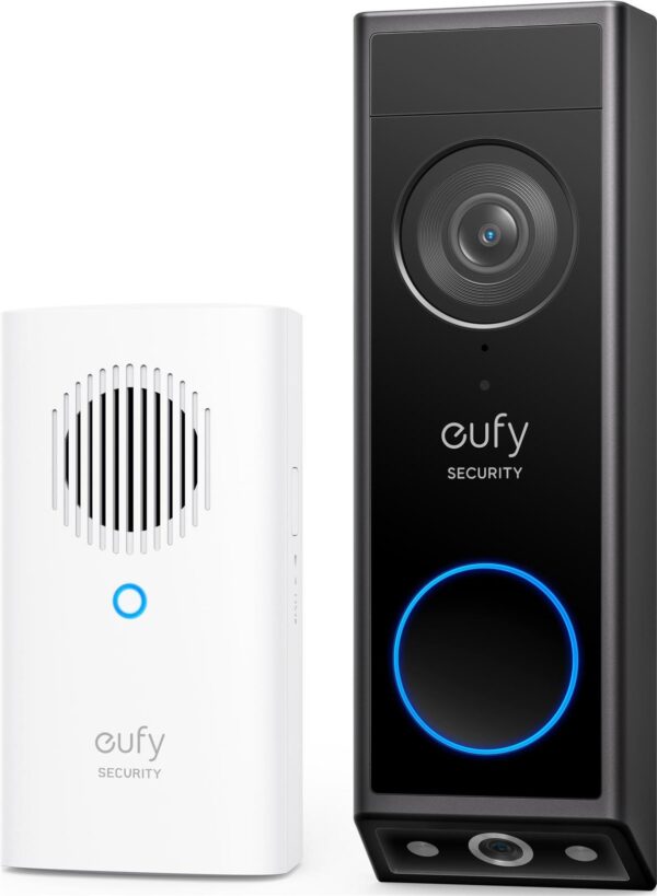 Eufy Video Doorbell 2K - Smarte Türklingel mit Glocke - mit Kamera - kabellos - Schwarz - mit Edge HomeBase Mini (E8214311)